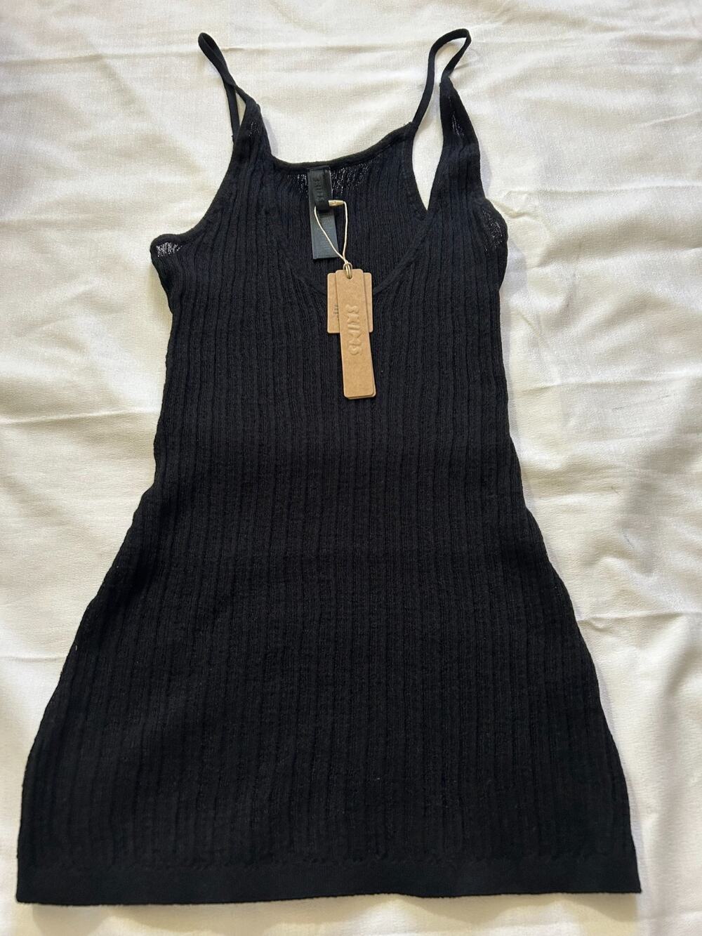 Skims NWT Sheer Knit Tank Black Size Small
